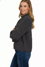 Zenana Womens Sweater Black Cable-Knit Ribbed Turtleneck Pullover 30be4907-3ecf-4ddf-ae84-44bdccfe9329-Max-Origin Trendsi