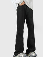 Men's Full-Length Raw Hem Flared Jeans in Plus Sizes