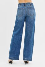 RISEN Womens Wide Baggy Jeans Mid Rise dark Wash Denim Pants 30f81d45bb8c4e97b3753003cab79ed1-Max-Origin Trendsi
