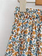 Women Floral Bohemian Outfits Strap Crop Tops Drawstring Mini Skirts Summer 2 Pcs
