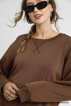 Umgee Women's Fleece Sweatshirt Mocha Brown Round Neck Long Sleeve 311d26fd-0b3a-48bd-85f6-18deb2394ef5-Max-Origin Trendsi