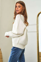 Davi & Dani White Cardigan Flower Embroidered Button Up Long Sleeve Knitwear 3138b67e-5095-4dc8-918c-c90bcc4e882b-Max Trendsi