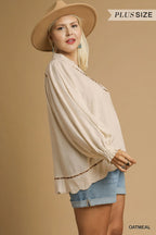Umgee Women's Blouse Linen Scallop Hem Long Sleeve Top 3141b771-b4a0-4554-9387-d47732c3e7d0-Max-Origin Trendsi