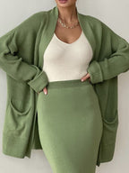 Outfit Set Women Knit Cardigan and Skirt Acrylic 2 Pcs Pocketed Long Sleeve 314beae4-dc10-4725-9a30-2f08613ca6d1-Max Trendsi