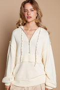 POL Sweater Half Zip Collared Hooded Drop Shoulder Long Sleeve Provence Cream 3168cd84-36bc-4647-a3b3-0ffb75f68735-Max Trendsi