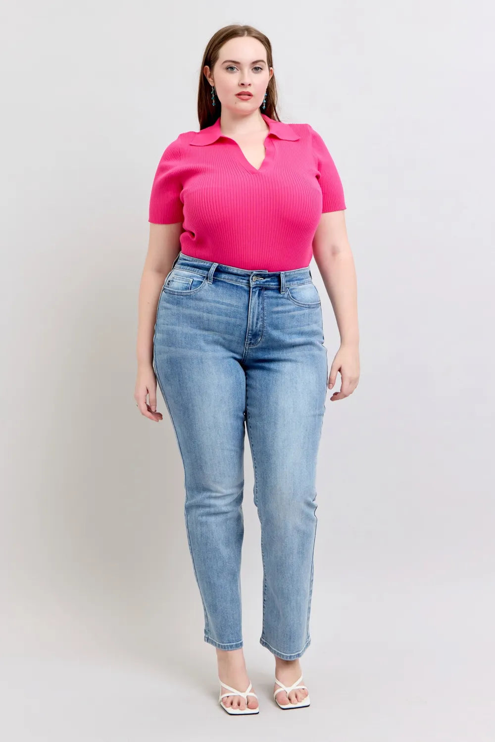 Judy Blue Dad Jeans Plus Size High Waist Medium Wash 317c14ce-8920-47f3-b812-62c7d7135d8d-Max Trendsi
