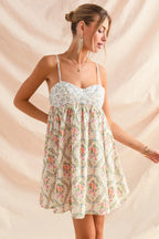 SO ME Mini Cami Dress Cotton Floral Mixed Print Sleeveless Smocked Ruffled 319d4bdc63a245c1bdfb7f15c02796c1-Max-Origin Trendsi