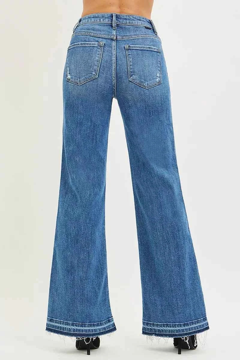 RISEN High Rise Wide Leg Jeans With Released Hem Raw Hem Denim Pants 31a5d1c8cfb6479384b00b2180ddb6b8-Max-Origin Trendsi