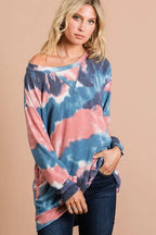 BiBi Tie Dye Womens Sweatshirt French Terry Pullover with Front Stitching Detail 31a8bfcc4c0846b49ffbf1ba9609e93c-Max-Origin Trendsi