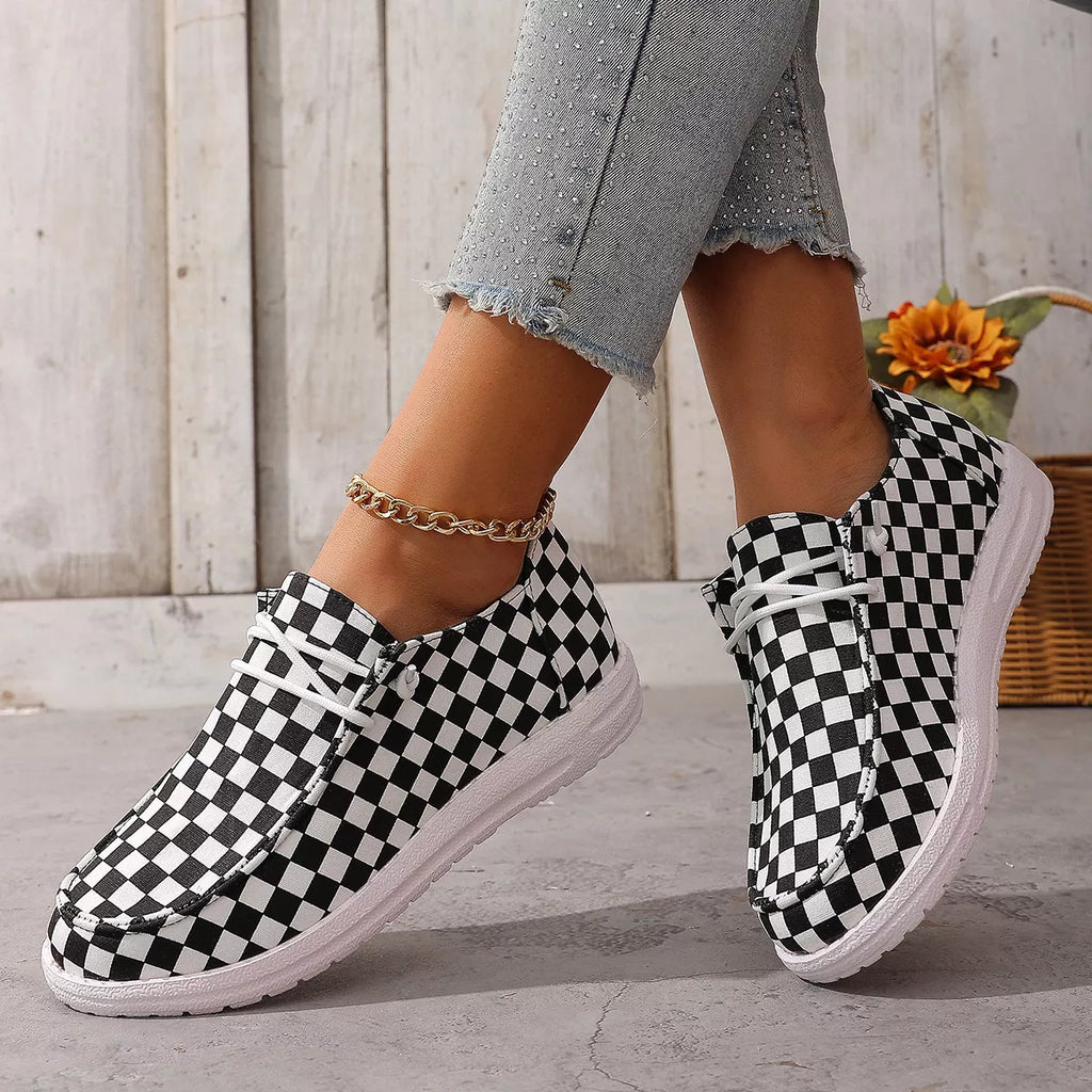 Checkerboard Pattern Casual Sneakers 31b4e946d56a4159805e0aff20c89185-Max-Origin Trendsi