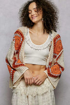 POL Crochet Cardigan Ivory Orange Open Front with Granny Square Pattern 31dc86bc-def0-4fca-b604-8959134e8838-Max-Origin Trendsi