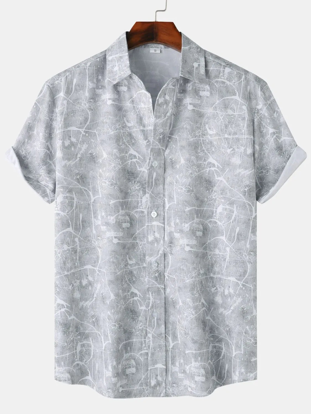 Men's Shirt Abstract Printed Lightweight Short Sleeve Casual Short Sleeve Top Grey 31f8524b-4ae5-4812-94f3-82ccf9b31b0c-Max-Origin Trendsi