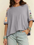 Loose Fit T-Shirt with Square Crochet Detail