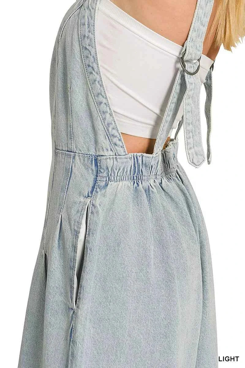 Zenana Denim Overalls Light Washed Wide Leg Cotton Jumpsuit 32063b802d0548399f3905dd0aa155e4-Max-Origin Trendsi