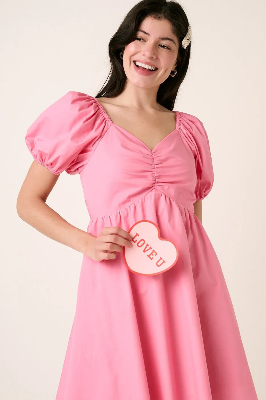 Mittoshop Mini Dress Pink Sweetheart Puff Short Sleeve Smocked 321860361f704e83bb052bd285b1919c-Max-Origin Trendsi
