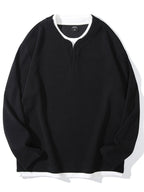 Men's Cotton Waffle Knit Top Black Long Sleeve Basic Style Plus Sizes M-4XL 3237287017b14ba895b041f5e8e64e91-Max-Origin Trendsi