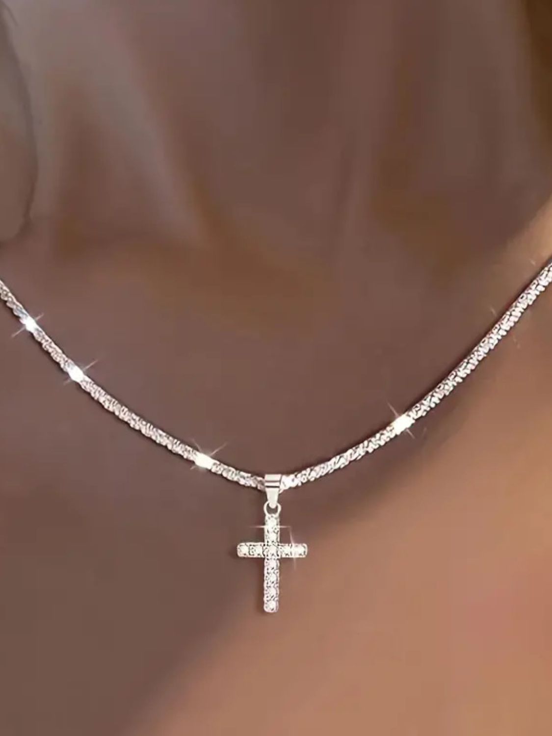 Cross Chain Necklace 925 Sterling Silver Women Jewelry 323b4316-6d7d-4462-86b1-0d9c8193f51e-Max Trendsi