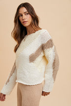 Women's Sweater Annie Wear Color Block Taupe Combo Long Sleeve Pullover 3260e129-7064-4c11-8a9c-c99160603a6b-Max Trendsi