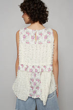 POL Tank Top Floral Lace Textured Round Neck Sleeveless Blouse 32666b72-db82-4da3-a039-cd8797caf780-Max-Origin Trendsi
