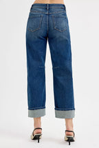 RISEN Womens Barrel Cuffed Jeans Slouchy Crop Dark Washed Denim 32716f32-0878-4147-9f3b-f6fd4d67f5d1-Max-Origin Trendsi