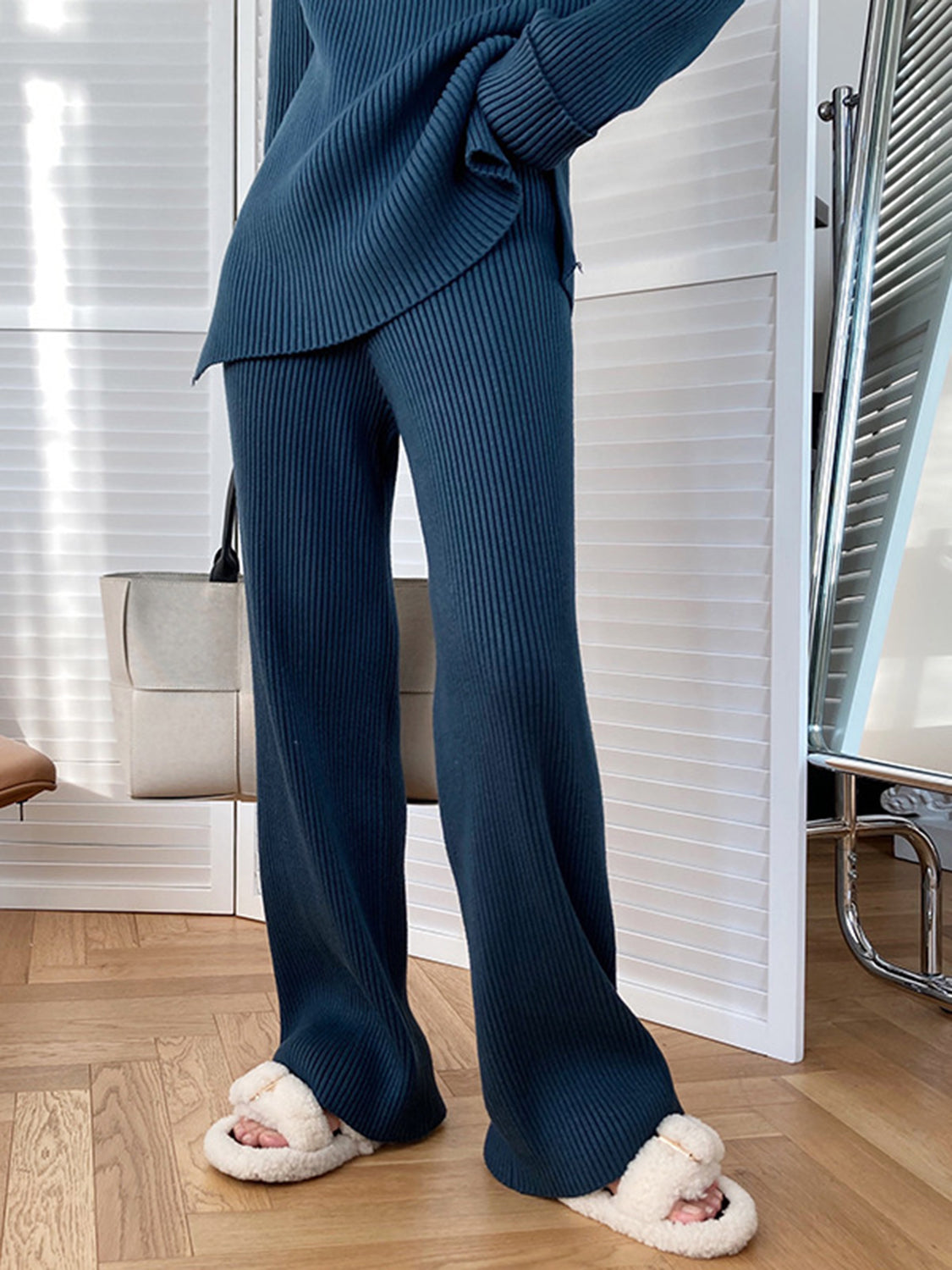 Women Sweater Set Mock Neck Raglan Sleeve Top and Pants 2 Pcs Set 328c8268-2957-48ae-afb8-c0c30b92f6e3-Max Trendsi