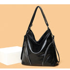 Women's Casual Tote Handbags Pu Leather Zipper Outer Pockets Backpack Crossbody