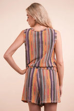 VERY J Romper Crochet Multi Brick Mix Color Striped Casual Summer Overall 32d4c37d3ff24a97a8397f743633299e-Max-Origin Trendsi