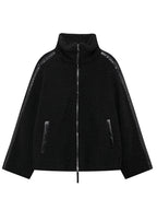 Plush Jacket Women Zip Up Turtleneck Long Sleeve Collared Warm Coat 32e37c45-5915-4db1-9d56-5ae7efda65cf-Max Trendsi
