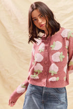 SO ME Womens Cardigan Strawberry Fruit All Over Button Sweater 32ebd78e963a4d99a68970f23fa53d6f-Max-Origin Trendsi