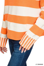 Zenana Ribbed Striped Mock Neck Sweater 330acaa0088a44b9876ba6e69f14c37f-Max-Origin Trendsi