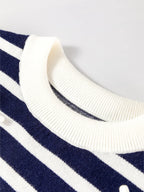 Women's Sweater Vest Navy Stripe Knitted Bow Decor Sleeveless Knit Top 332da161e1594abaabe13c9abadee232-Max-Origin Trendsi