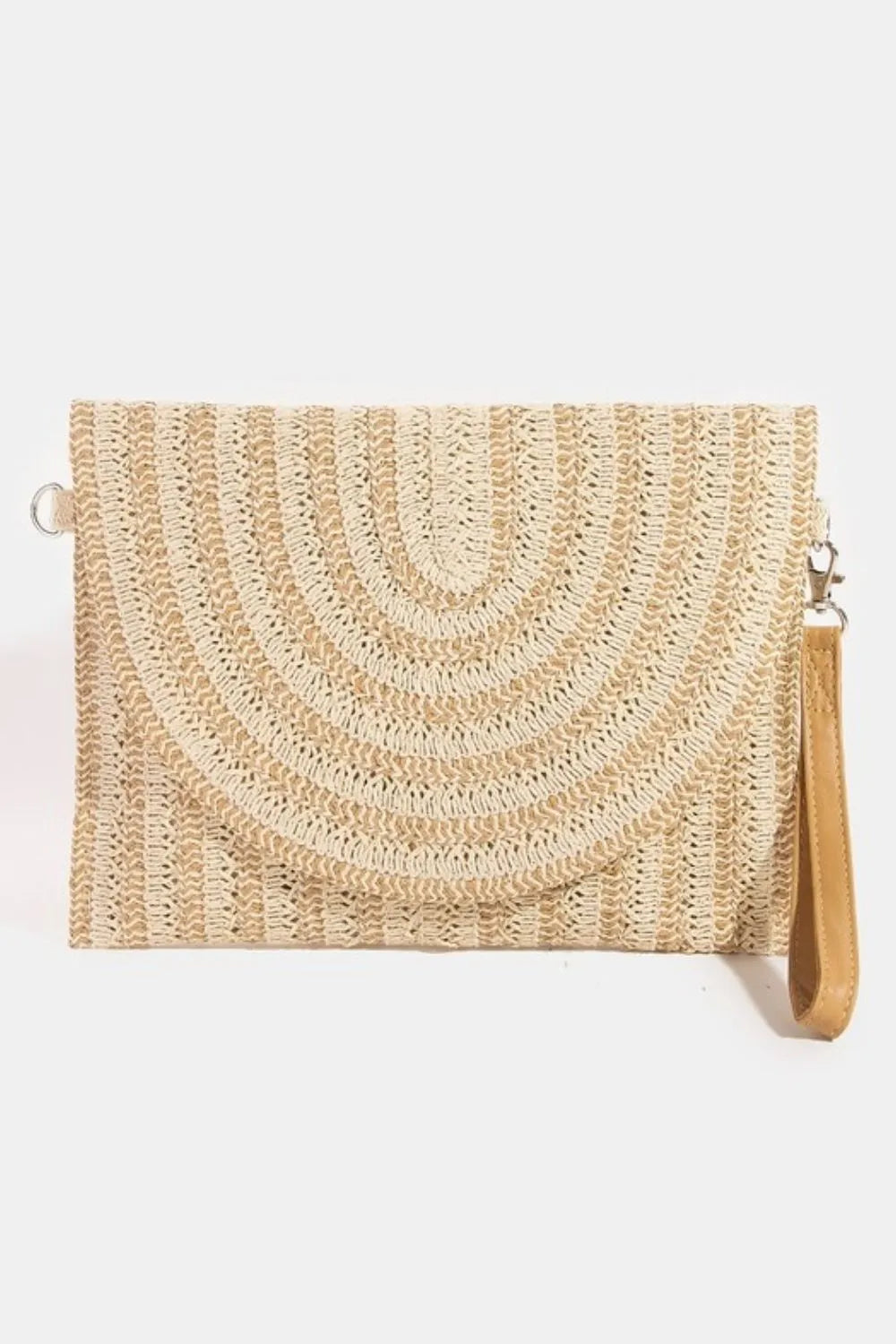 Straw Clutch Bag Fame Two Tone Woven Paper Envelope Medium Handbag IV One Size 3345091a-c613-4ffa-ae4d-c42d4e30e91c-Max-Origin Trendsi