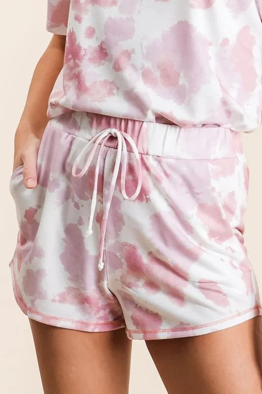 BiBi Shorts Tie Dye Print Pink Multi Terry With Side Pockets 33495f51a1194c5092b5f442f6025b63-Max-Origin Trendsi