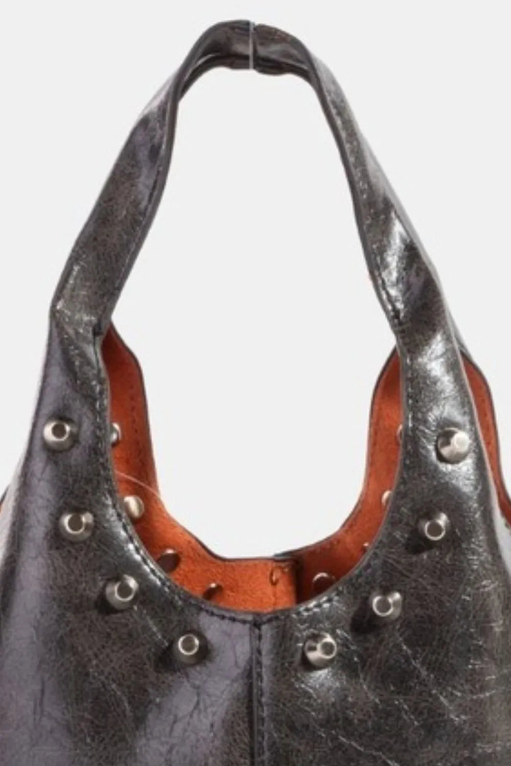 Women's Bucket Bag Fame Black Weathered Faux Leather And Studs Medium 334d4f33-938b-4ddf-bad6-d8b28fd7b186-Max-Origin Trendsi