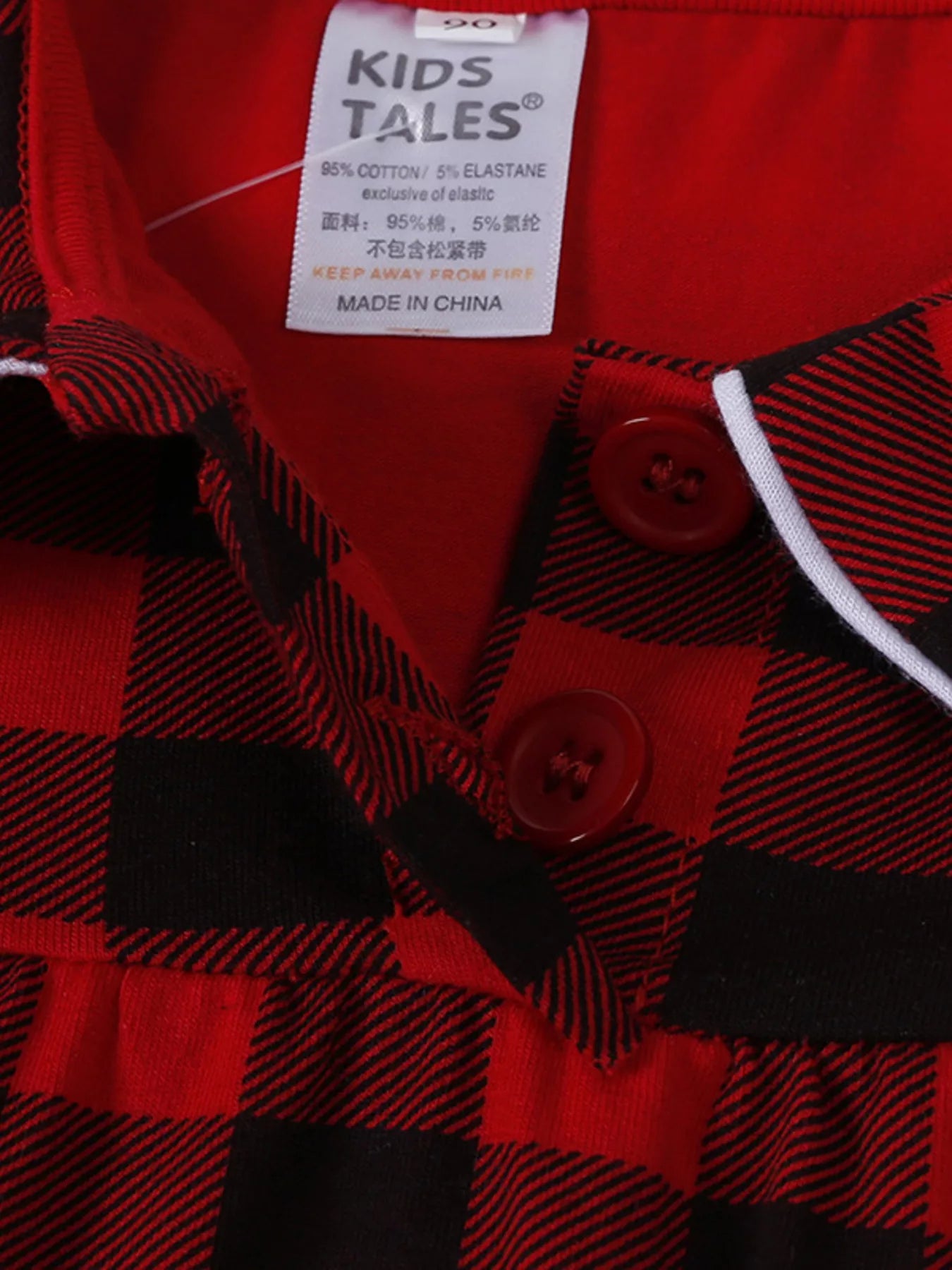 Girl's Dress Deep Red Plaid Ruffle Hem Long Sleeve Children's Buttoned 335c364349e2462e8e65a43a598cda95-Max-Origin Trendsi