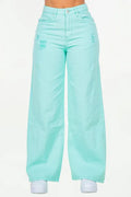 American Bazi High Waist Distressed Wide Leg Jeans Mint Blue Denim Pants Mint Blue 335e83e5-3ea3-4d8a-a575-1c4a1f22128d-Min Trendsi