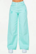 American Bazi High Waist Distressed Wide Leg Jeans Mint Blue Denim Pants Mint Blue 335e83e5-3ea3-4d8a-a575-1c4a1f22128d-Min Trendsi