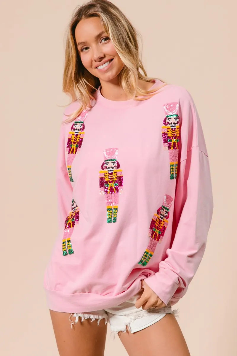 BiBi Sequin Nutcrackers Embroidery Christmas Sweatshirt 33701b79522a45638b61cd90a8f6d0dd-Max-Origin Trendsi