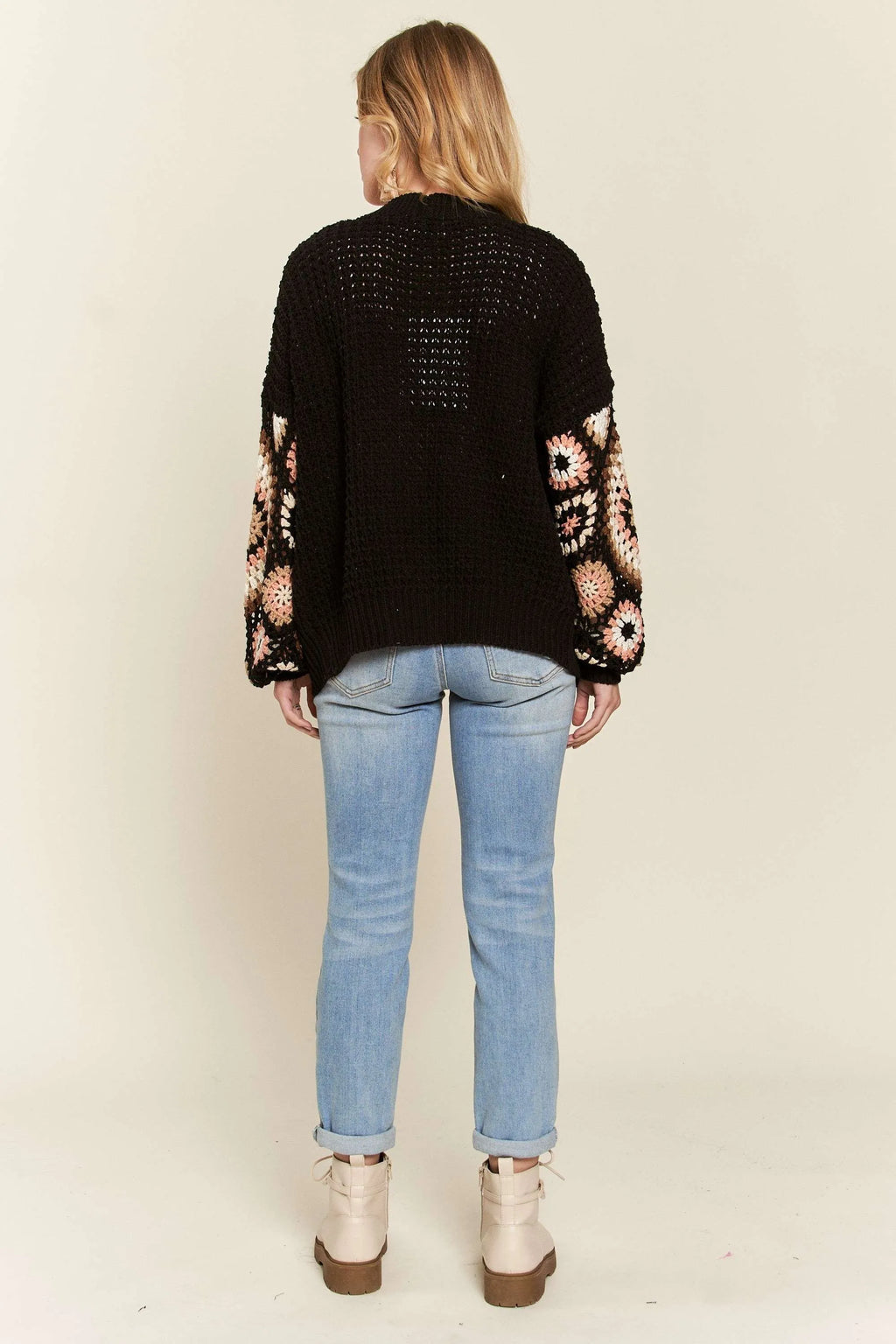 ADORA Crochet Cardigan Black Multi Color SLong leeve 33778cb2bf3f41d685ccad0d0f204962-Max-Origin Trendsi