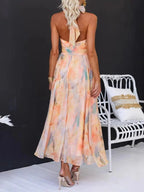 Midi Halter Dress Floral Coral Backless Summer Back Bow Tied 3397e9a798fb4d95b0fe5d743a53ebd7-Max-Origin Trendsi