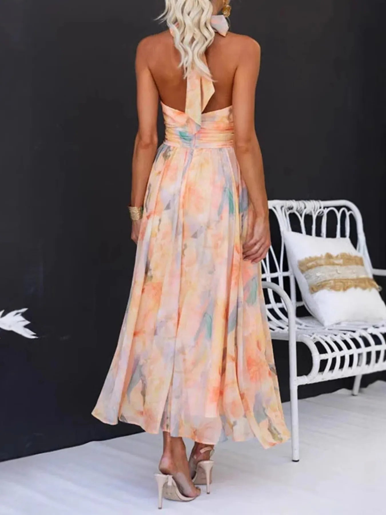 Midi Halter Dress Floral Coral Backless Summer Back Bow Tied 3397e9a798fb4d95b0fe5d743a53ebd7-Max-Origin Trendsi