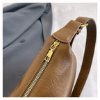 Crescent Shoulder Bag with Plush Charm Medium Zipper Soft Pu Leather Crossbody