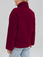 Turtleneck Plush Jacket Women Zip Up Long Sleeve Outer Double Pockets Coat 33b86666-6ea3-4ea6-876a-8351b41e2af7-Max Trendsi