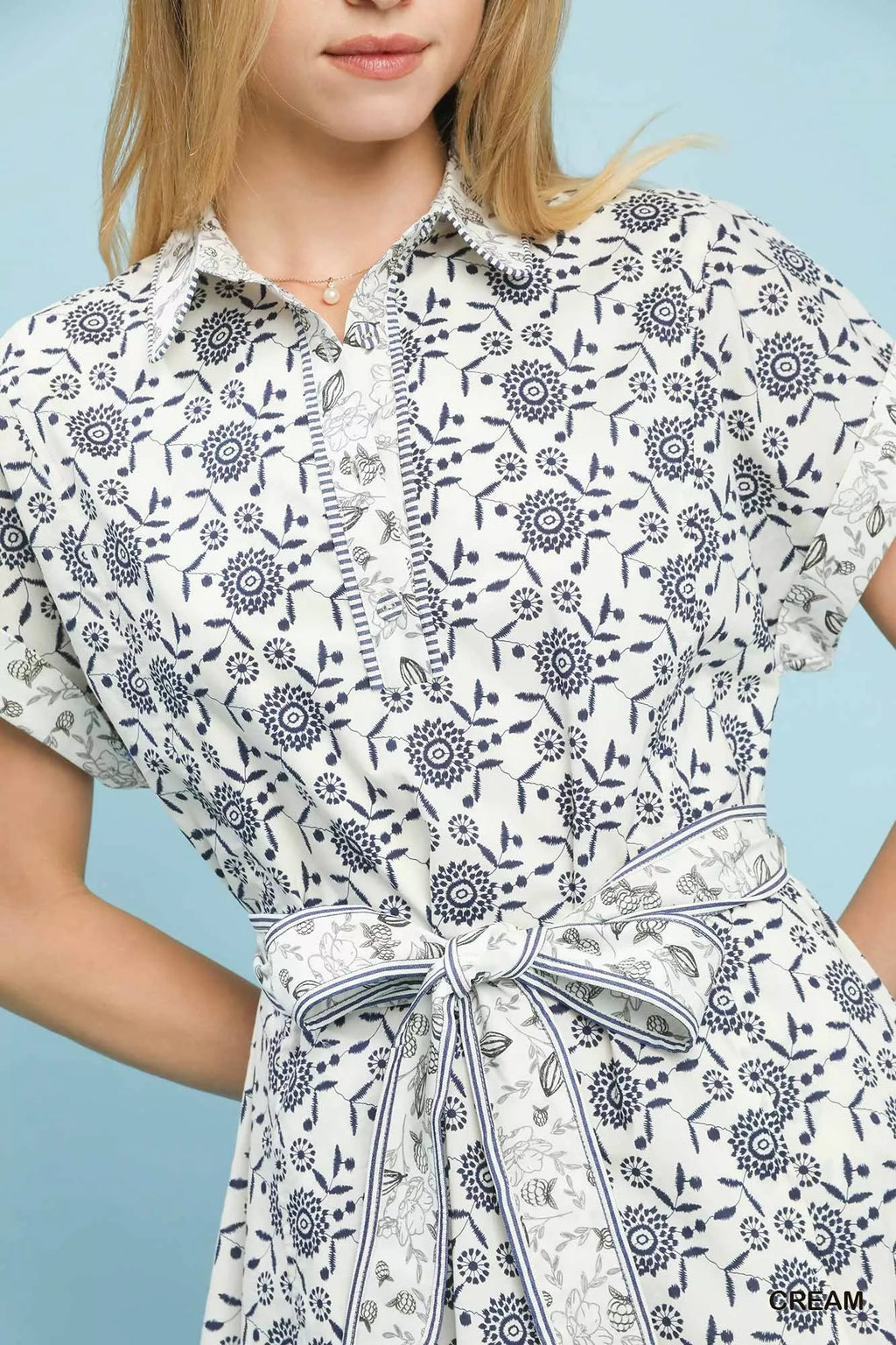 Umgee Mini Shirt Dress Cream Border Print Cotton Belted Short Sleeve 33d2b76d-6e9f-47a6-bb2f-d8a4b00dc45a-Max-Origin Trendsi