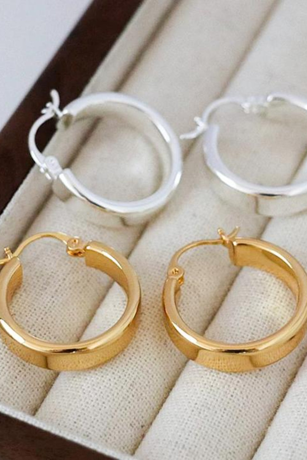 Hoop Huggie Earrings Gold-Plated Brass Round Women Golden Jewelry