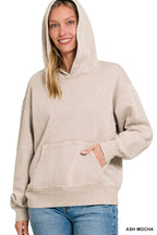 Zenana Fleece Womens Hoodie Mocha Acid Wash Kangaroo Pocket Top ASH MOCHA 341effc7f7964ea09088f0aca3496d01-Max-Origin Trendsi