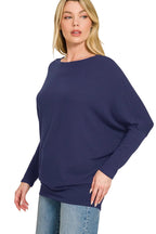 Zenana Soft Knit Dolman Sleeve Boat Neck Top