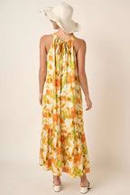 Mittoshop Maxi Satin Dress Floral Orange Watercolor Print Halter Neck 3427e445c4dc4ba783677eb65509a84d-Max-Origin Trendsi
