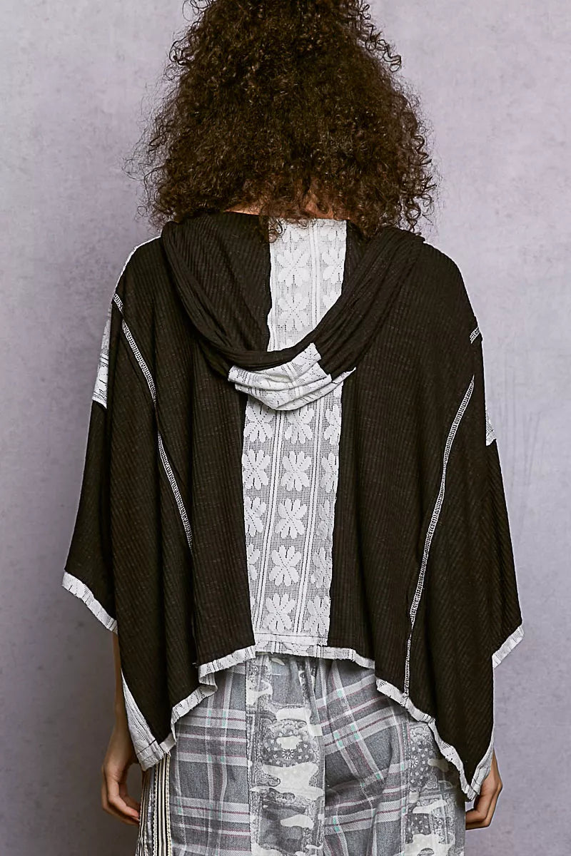 POL Womens Hoodie Top Black Short Sleeve with Lace Detail 34598185-7c1d-40cf-96d6-ff4029ef8cdb-Max-Origin Trendsi