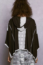 POL Womens Hoodie Top Black Short Sleeve with Lace Detail 34598185-7c1d-40cf-96d6-ff4029ef8cdb-Max-Origin Trendsi